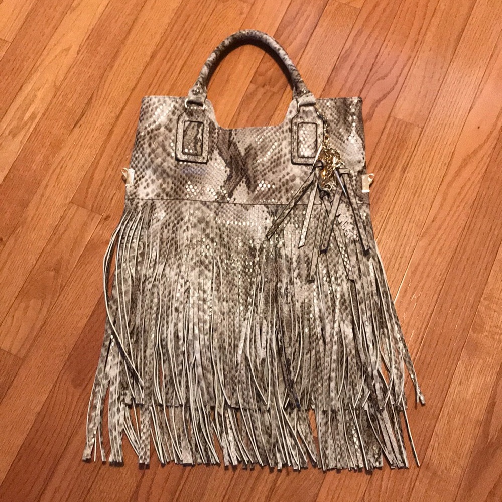 Aldo snakeskin leather handbag with Fringes